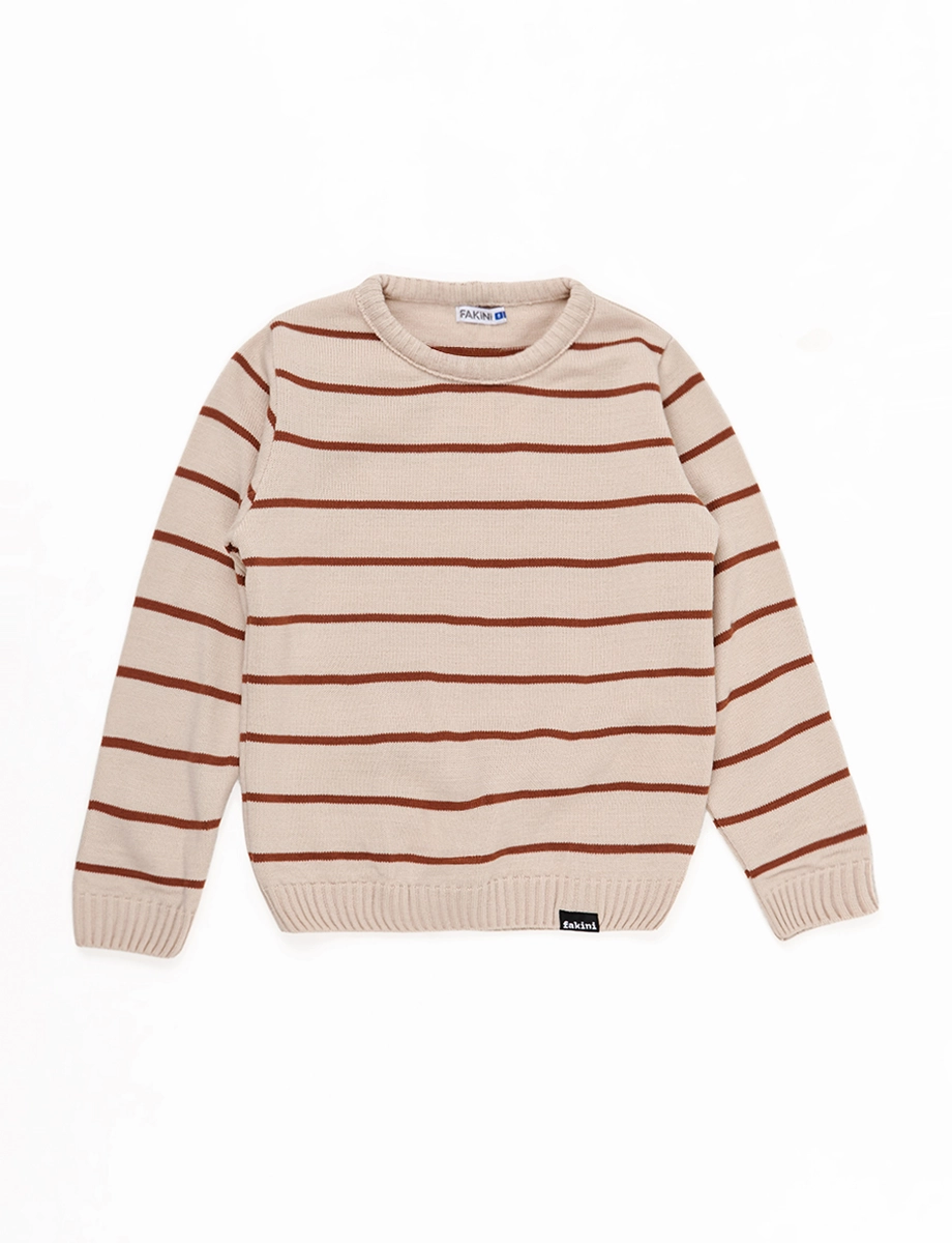 Sweater con Franjas Beige