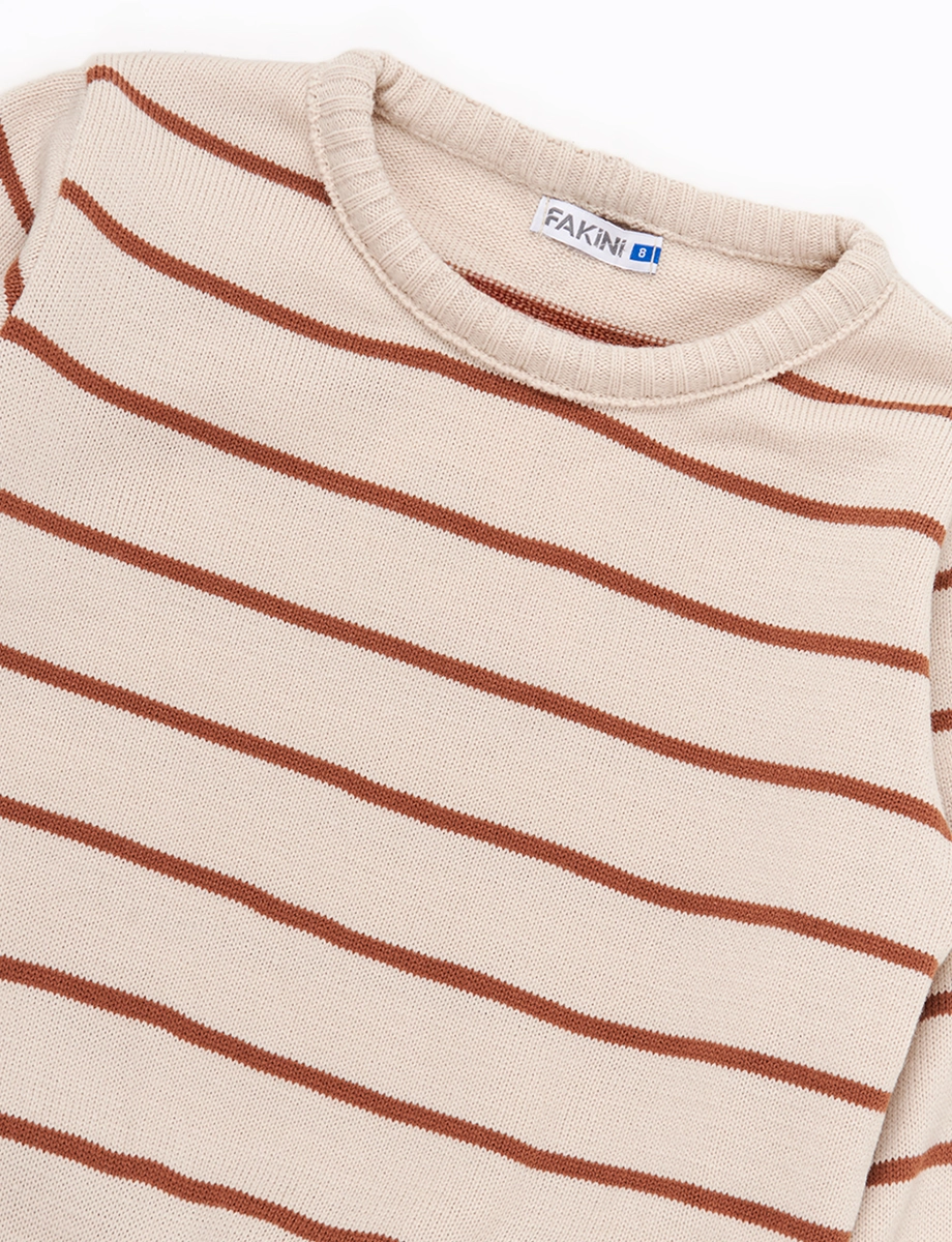 Sweater con Franjas Beige