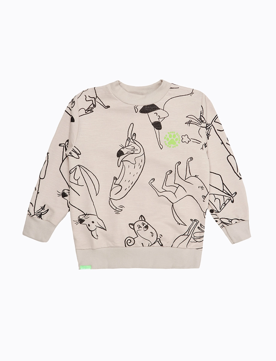 Buzo Print Perritos Beige