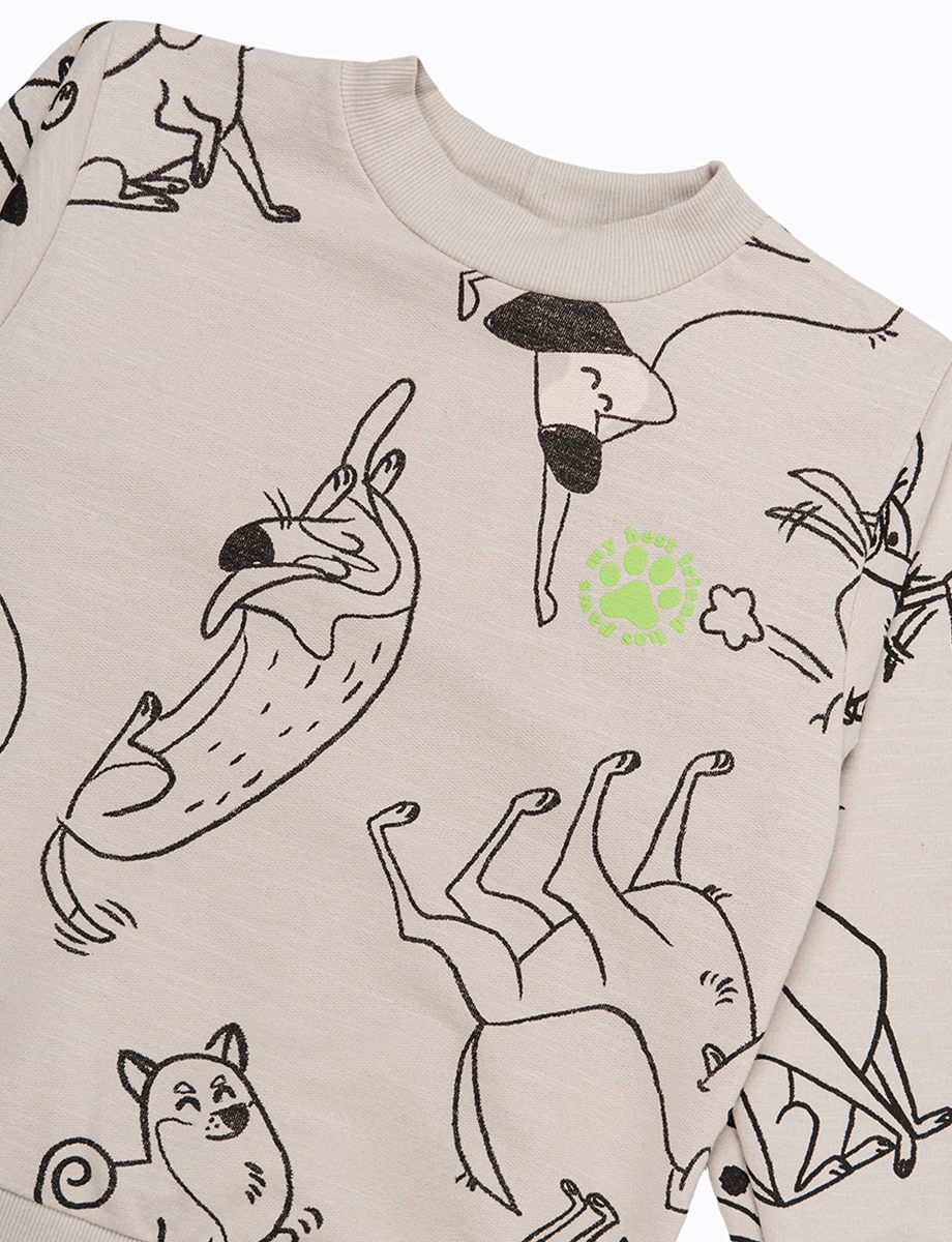 Buzo Print Perritos Beige