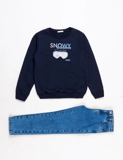 Conjunto Buzo Snowy + Jean Azul