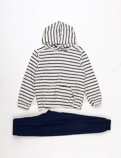 Conjunto Buzo con Rayas + Pantalón Azul