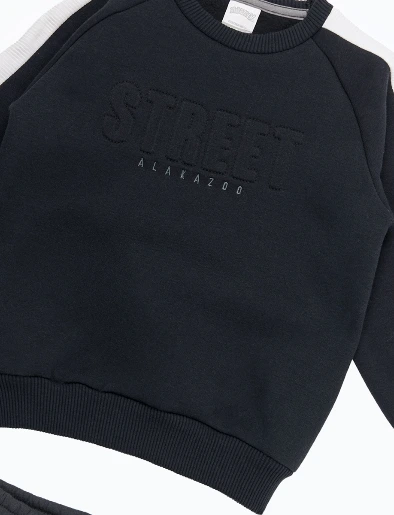 Calentador Buzo Bloque de Color + Jogger Negro