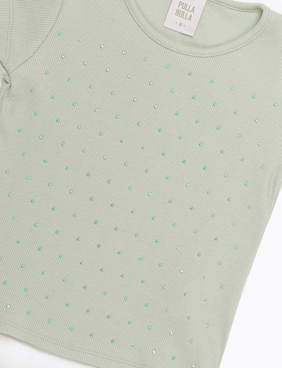 Conjunto Blusa Brillos + Short Verde