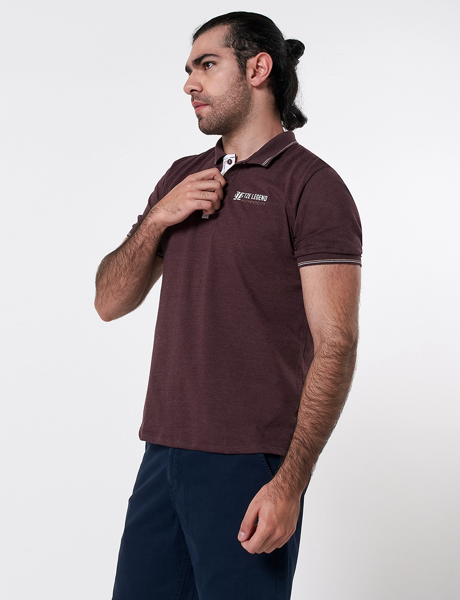 Camiseta Tipo Polo Estampado Café
