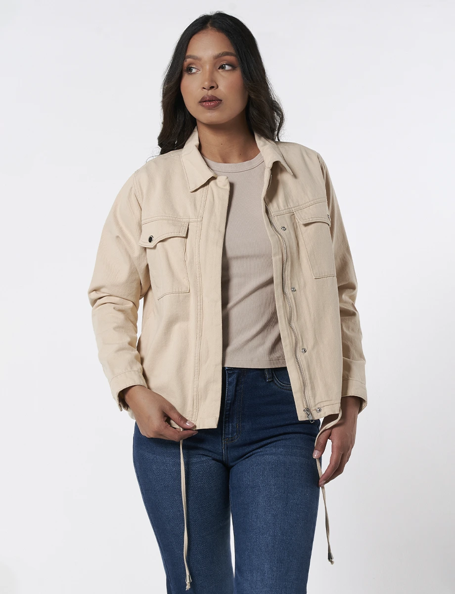 Chaqueta Unicolor Manga Larga