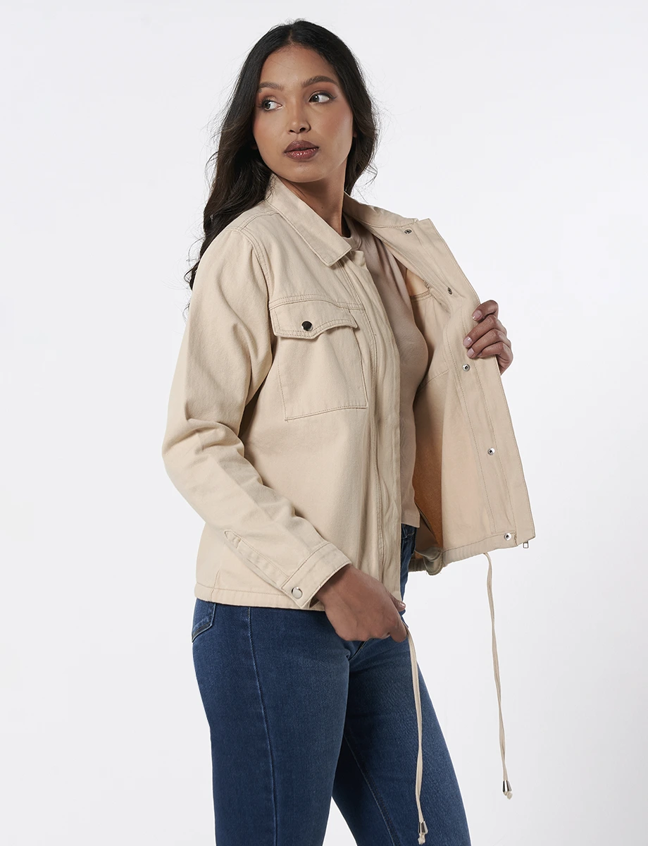 Chaqueta Unicolor Manga Larga