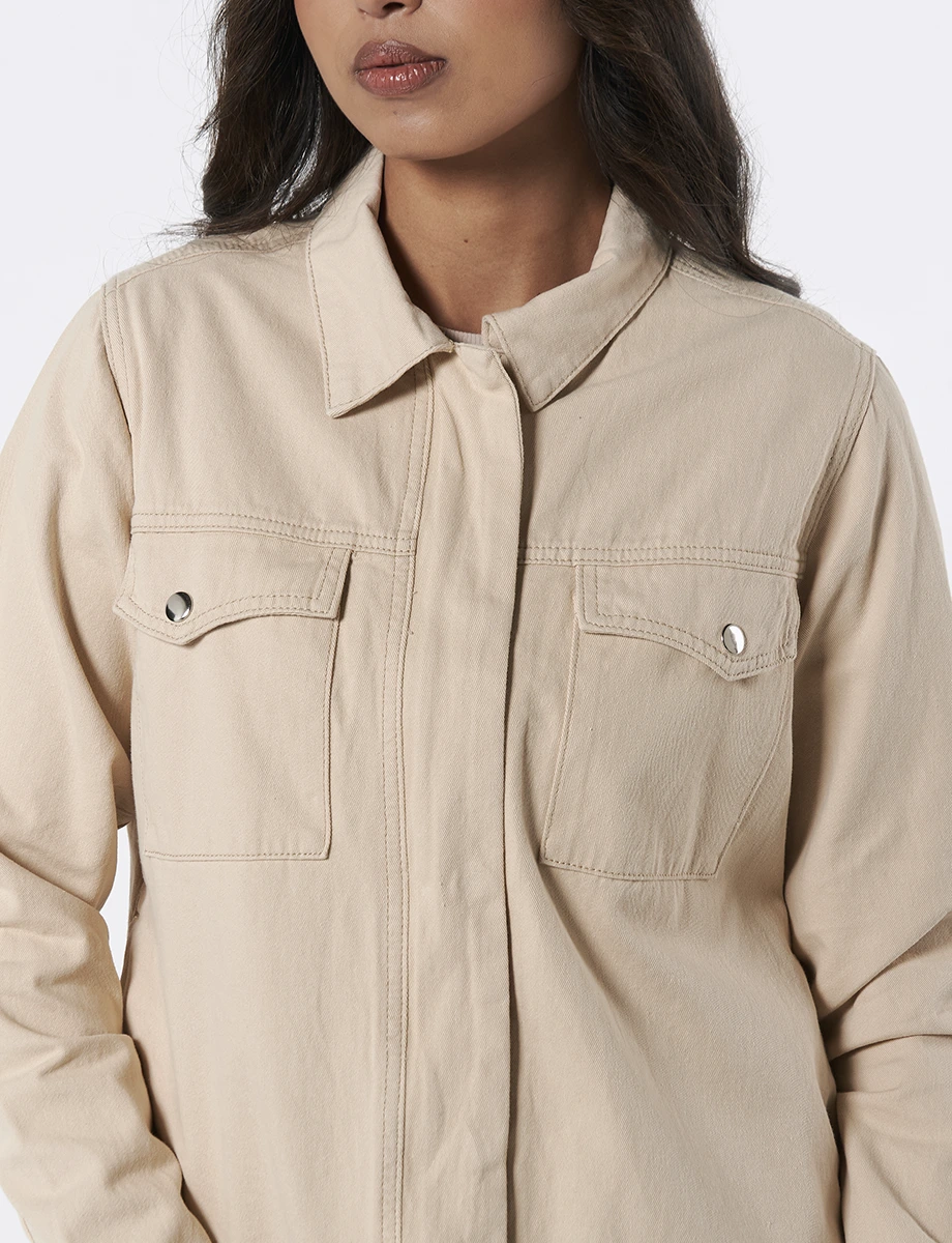 Chaqueta Unicolor Manga Larga