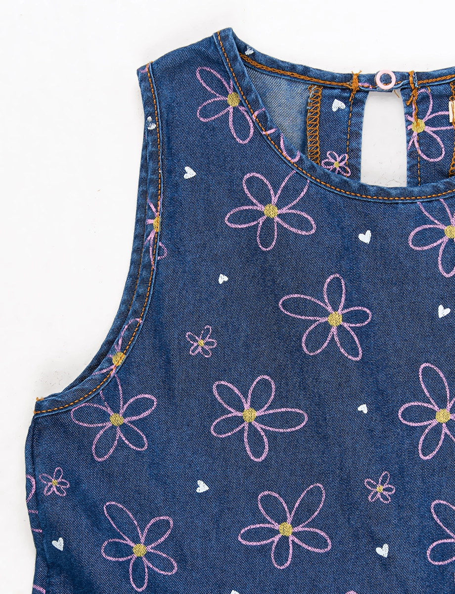 Vestido Denim Azul con Flores