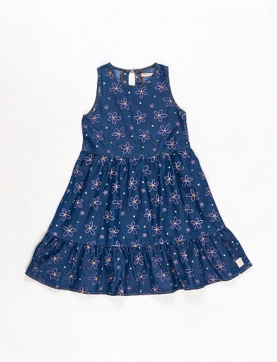 Vestido Denim Azul con Flores
