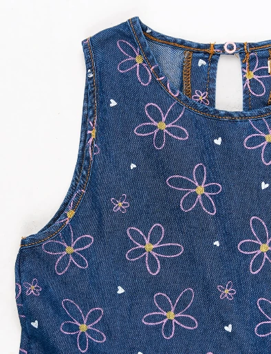 Vestido Denim Azul con Flores