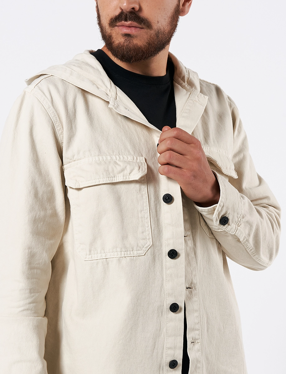 Chaqueta Capucha Crudo