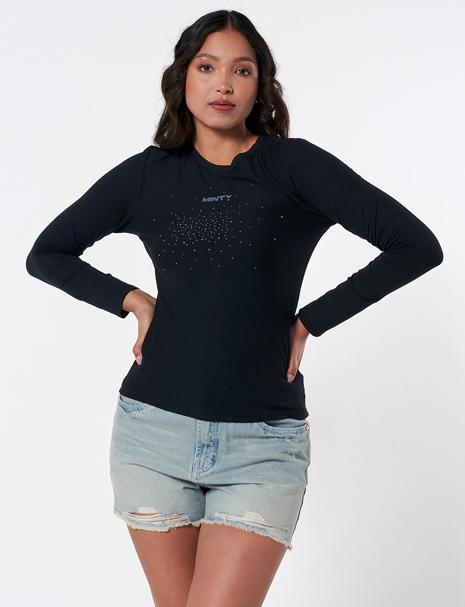 Camiseta con Aplique Unicolor