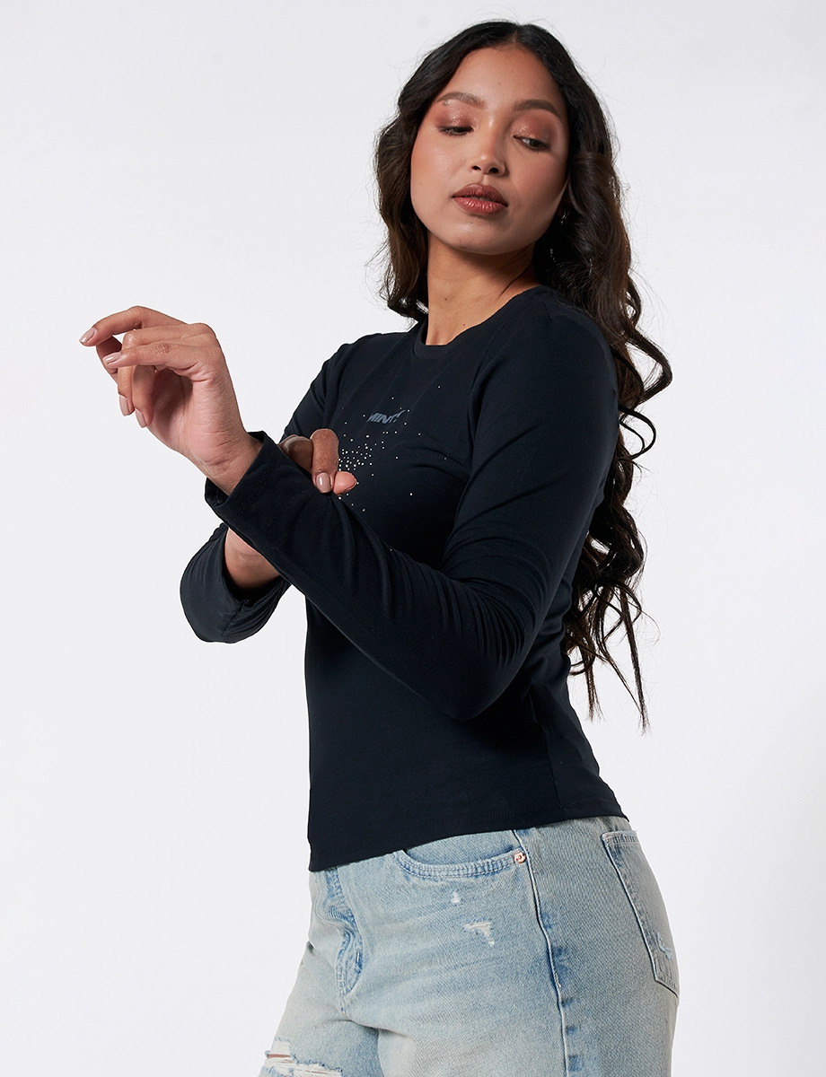Camiseta con Aplique Unicolor