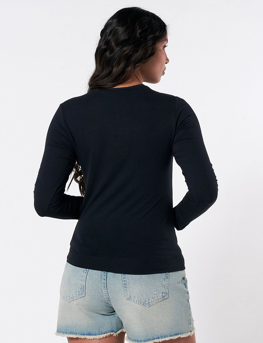 Camiseta con Aplique Unicolor