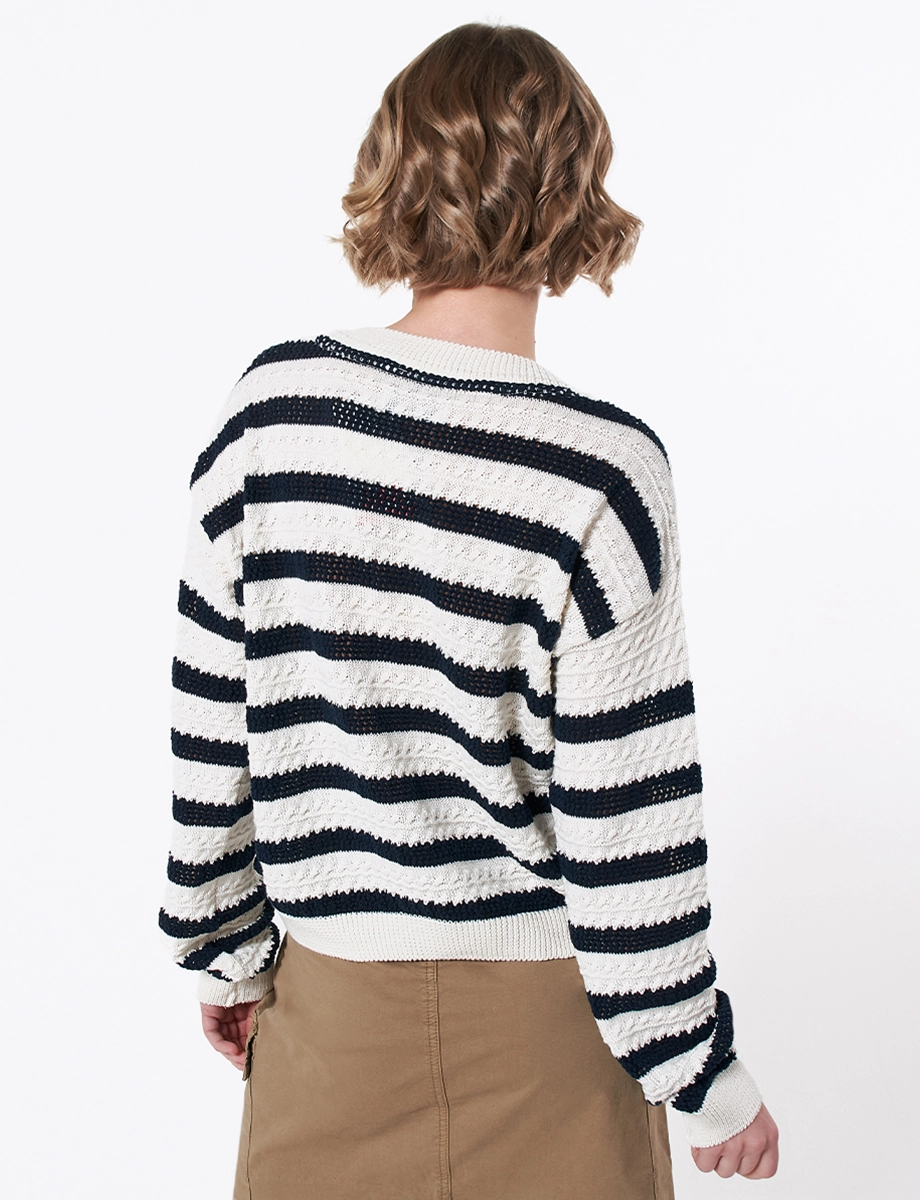 Sweater Tejido Rayas Blanco/Negro