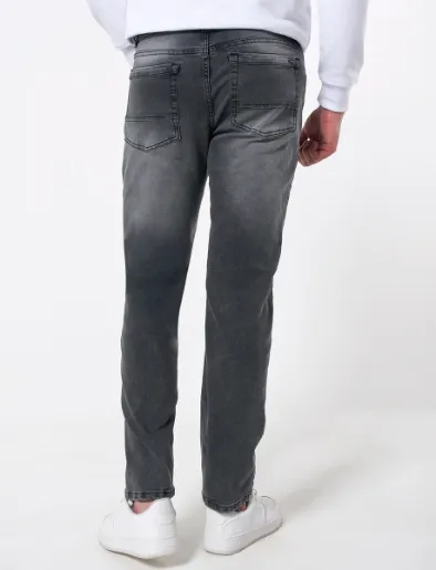 Jean Slim con Desgaste Gris Medio