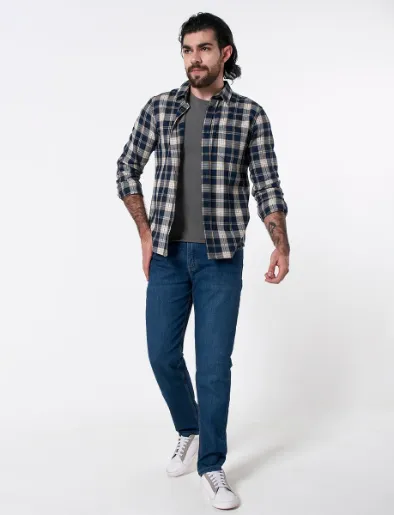 Jean Slim Detalle Azul Medio
