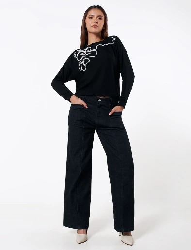 Pantalón Wide Leg Azul Oscuro