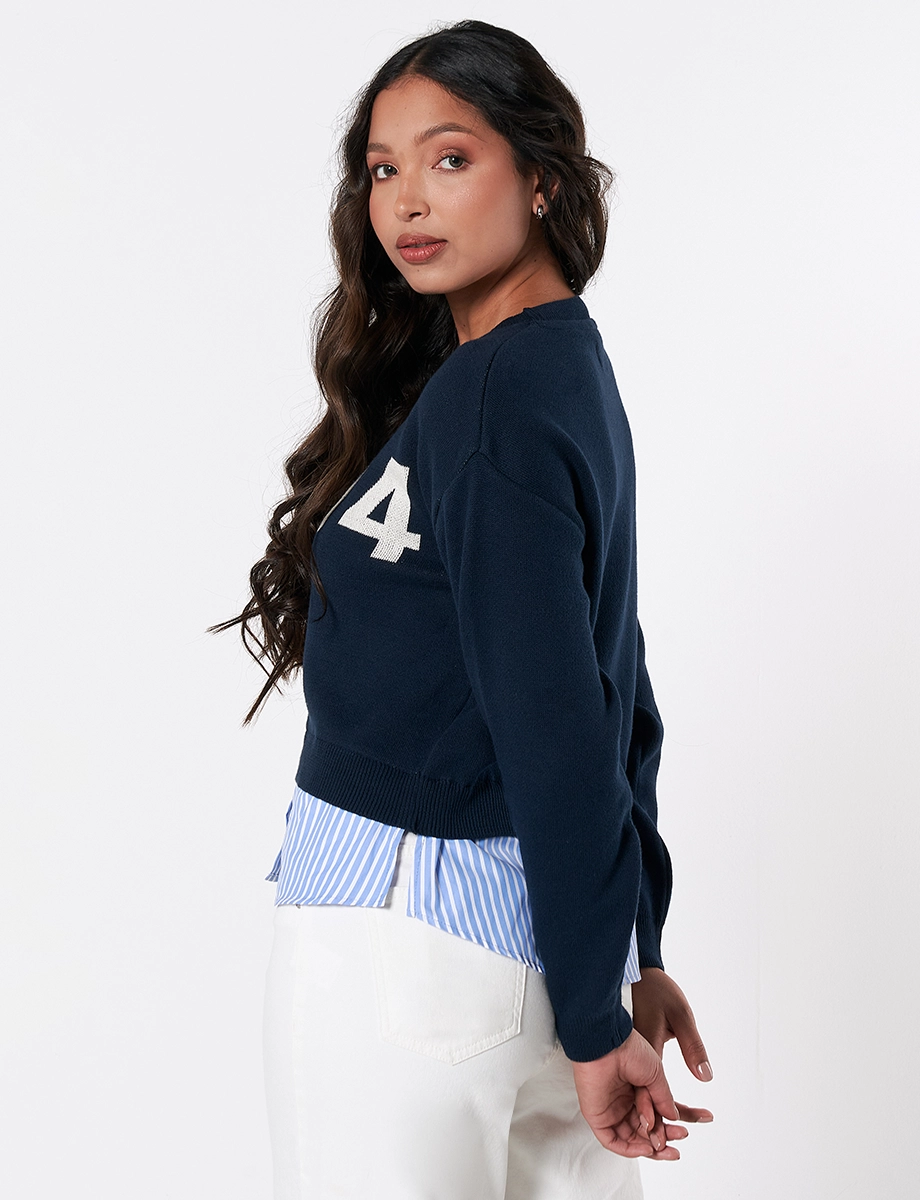Sweater con Camisa Azul