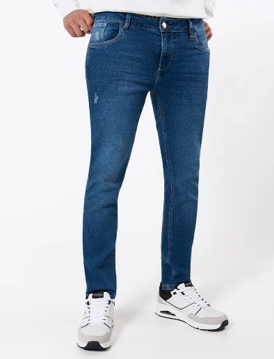 Jean Slim Bigotes Azul Medio