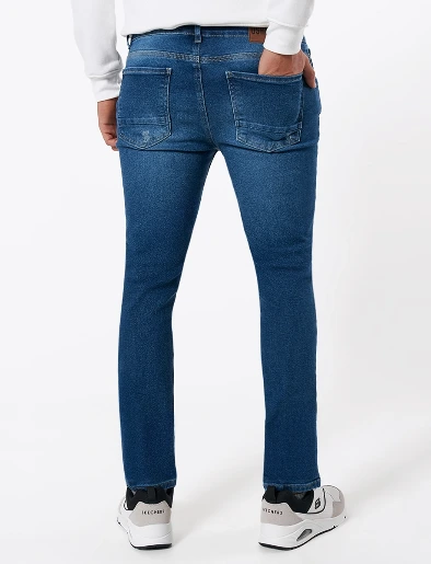 Jean Slim Bigotes Azul Medio