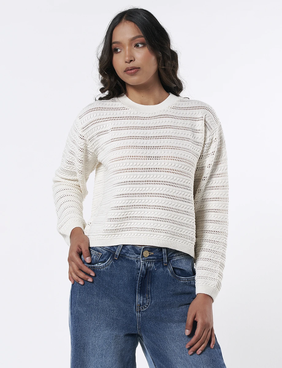 Sweater con Textura Crudo