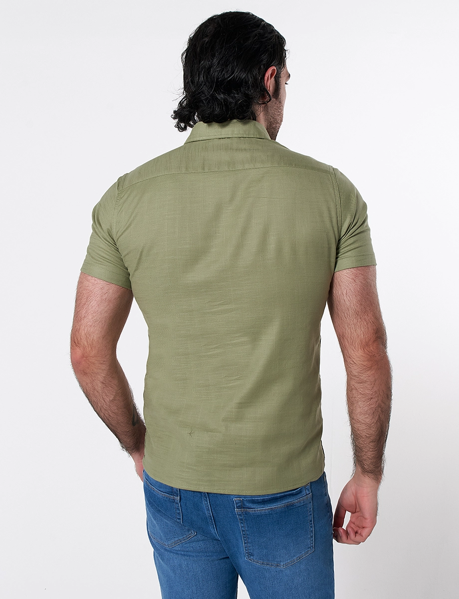 Camisa Lino Verde Oliva
