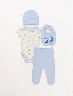 Conjunto Body + Pantalón + Gorro + Babero Celeste