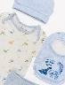 Conjunto Body + Pantalón + Gorro + Babero Celeste
