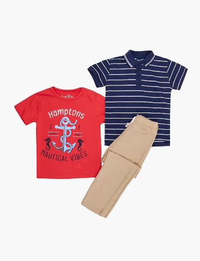 Conjunto Camiseta + Camiseta Polo + Pantalón