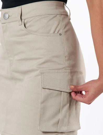 Falda Cargo Gabardina Unicolor