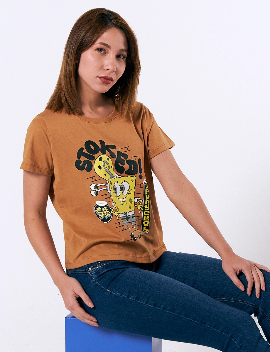 Camiseta Bob Esponja Café Claro