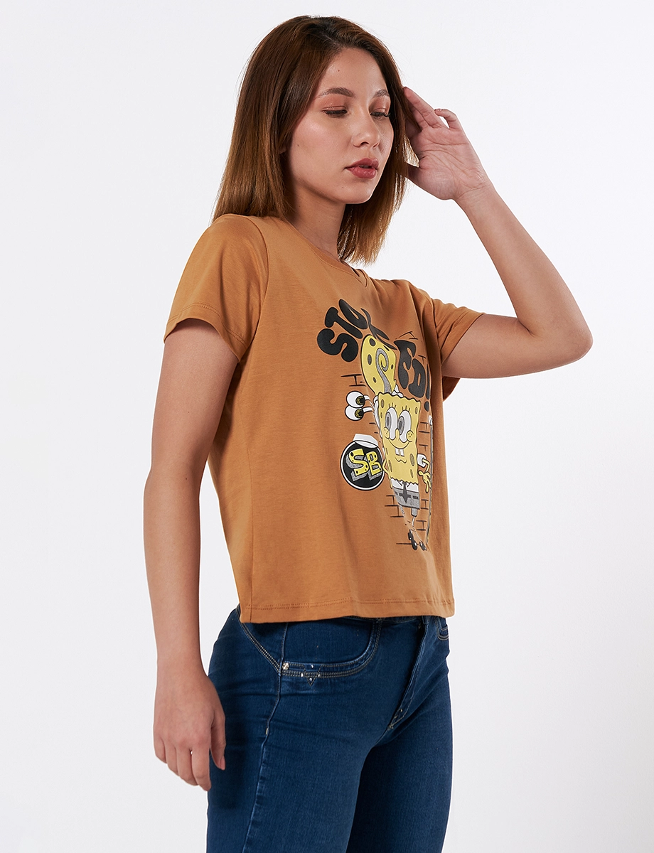 Camiseta Bob Esponja Café Claro