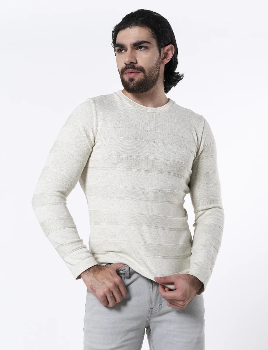 Sweater Bloque de Color Crudo