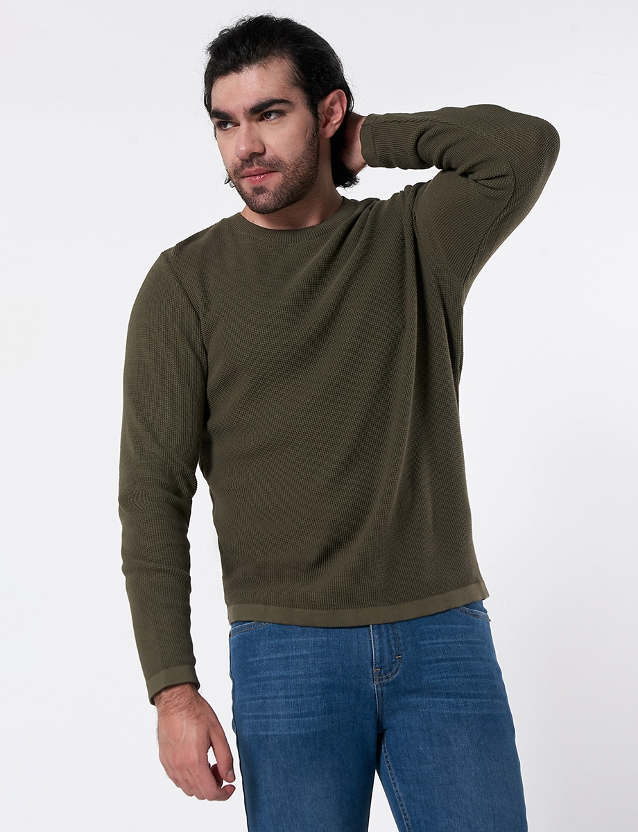 Sweater Textura Verde Oliva