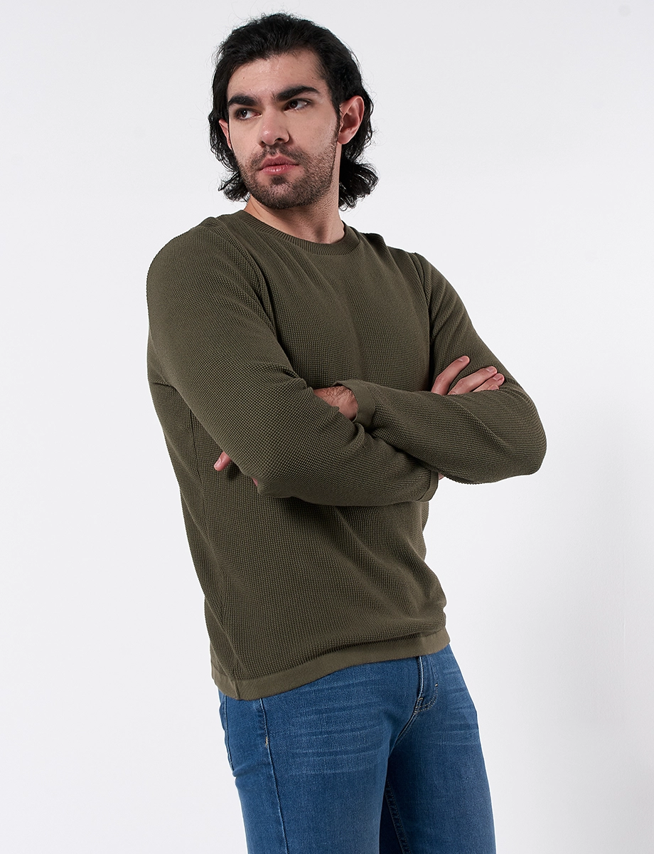 Sweater Textura Verde Oliva