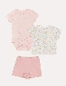 Conjunto Body Puntos + Camiseta Flores + Short Rosado 12