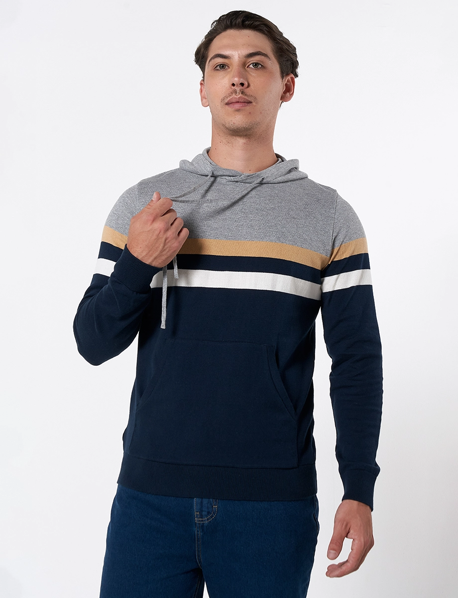 Sweater con Capucha Azul Marino