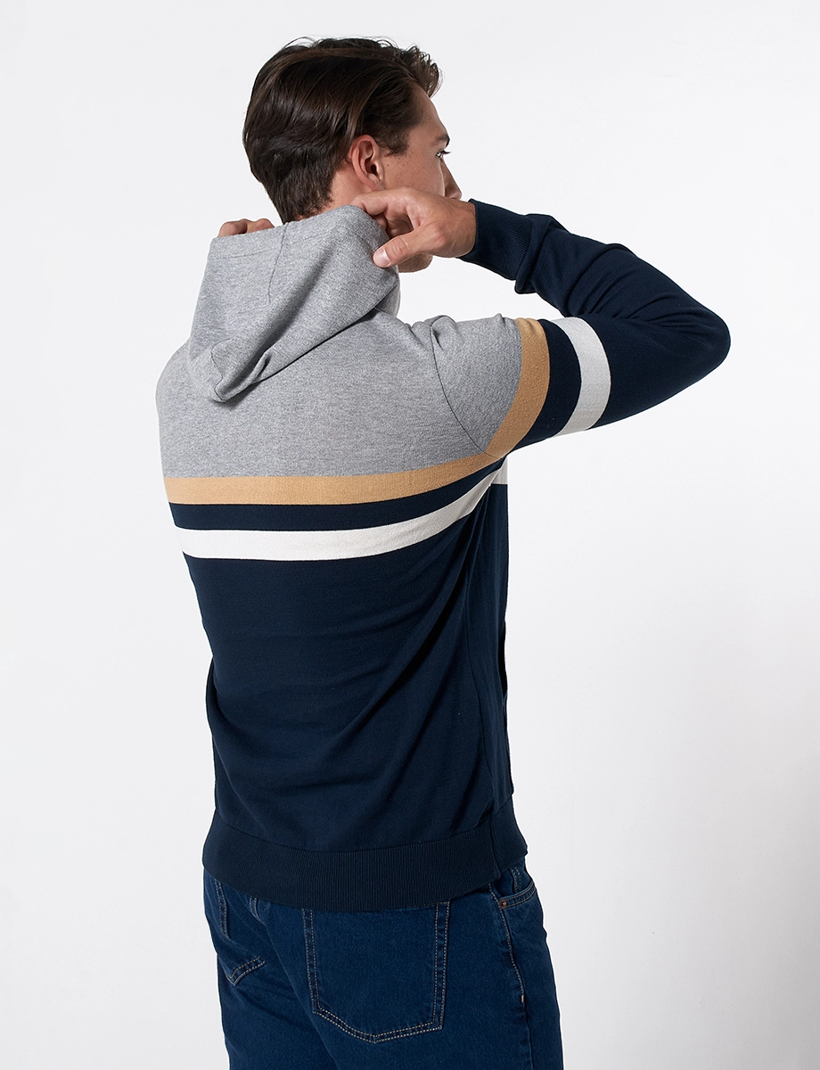 Sweater con Capucha Azul Marino