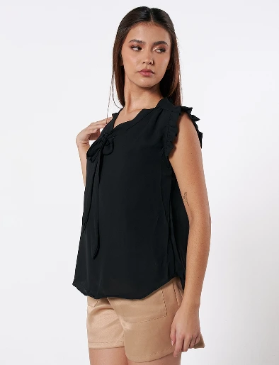 Top con Vuelos Negro