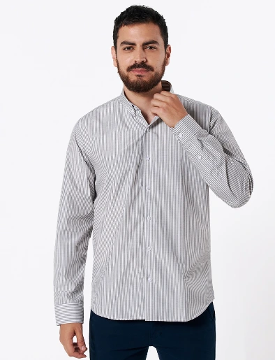 Camisa Rayas Blanco - Gris