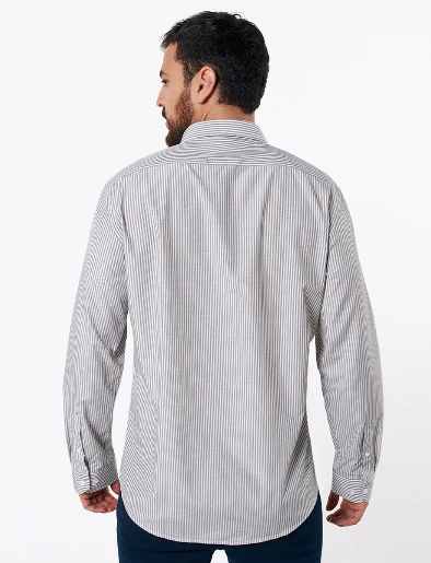 Camisa Rayas Blanco - Gris
