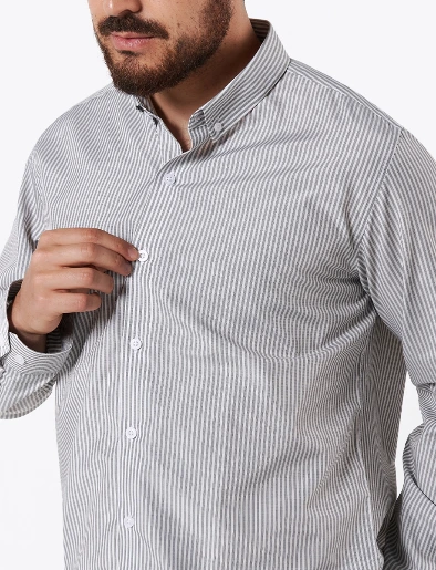 Camisa Rayas Blanco - Gris