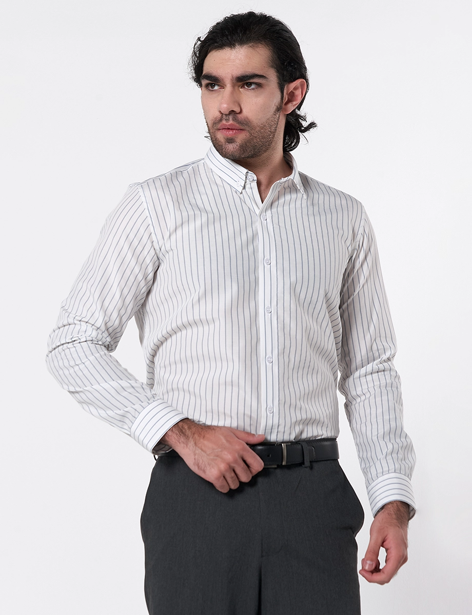 Camisa Líneas Azul con Blanco