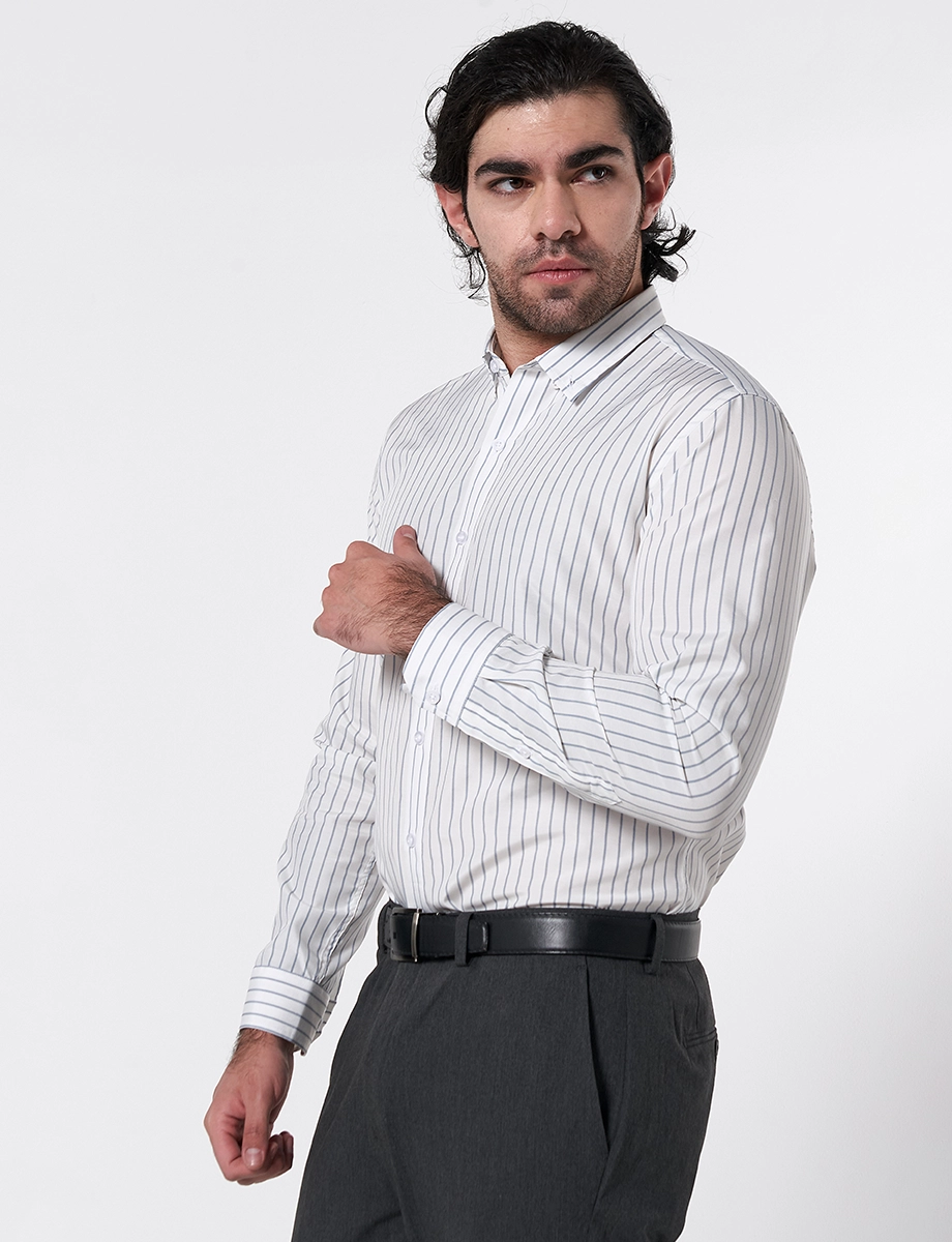 Camisa Líneas Azul con Blanco