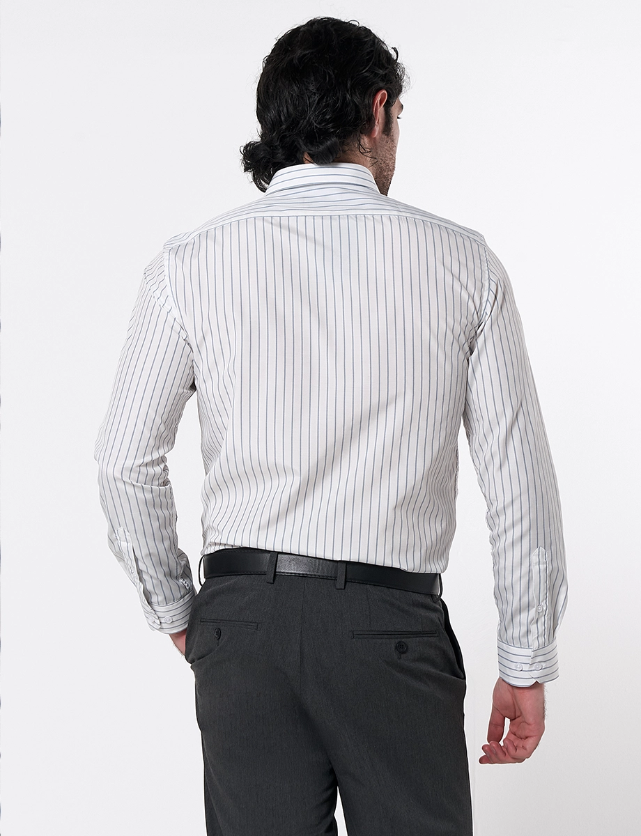 Camisa Líneas Azul con Blanco