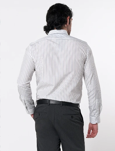 Camisa Líneas Azul con Blanco