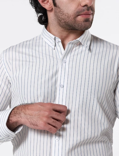 Camisa Líneas Azul con Blanco