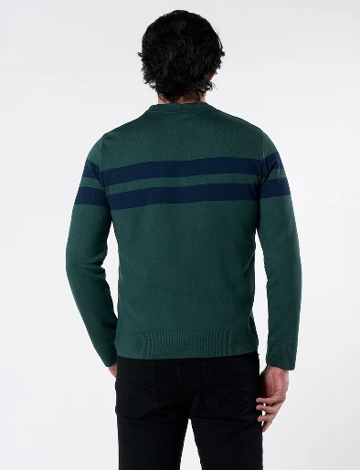 Sweater Rayas Verde Oscuro